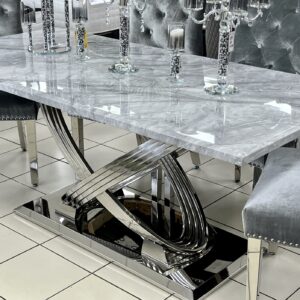 Zermatt Dining Chair (Grey PU with Grey Fabric) - ASR Interiors