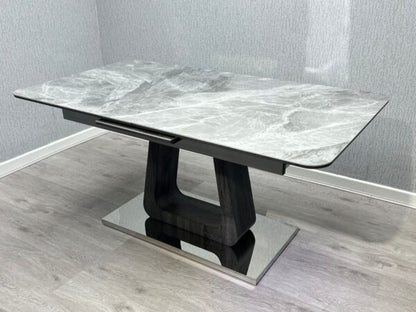 Zermatt Extendable Dining Table(160 - 200) (Grey Ceramic) with 6 Zermatt Chairs - ASR Interiors