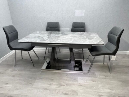 Zermatt Extendable Dining Table(160 - 200) (Grey Ceramic) with 6 Zermatt Chairs - ASR Interiors