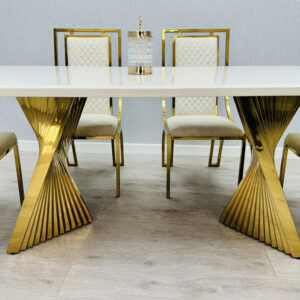Vegas Cream Gold Dining Chair - ASR Interiors