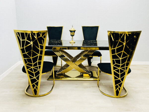 Vienna Black & Gold Dining Chair - ASR Interiors