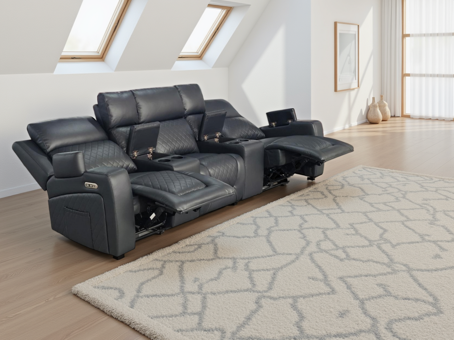 Florence Cinema Sofa Black 3 Seater