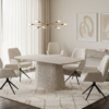 Davos Beige Oval Ceramic Dining Table - ASR Interiors