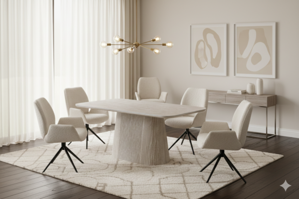 Davos Beige Oval Ceramic Dining Table - ASR Interiors