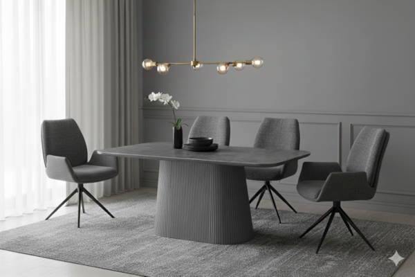 Davos Grey Oval Ceramic Dining Table - ASR Interiors