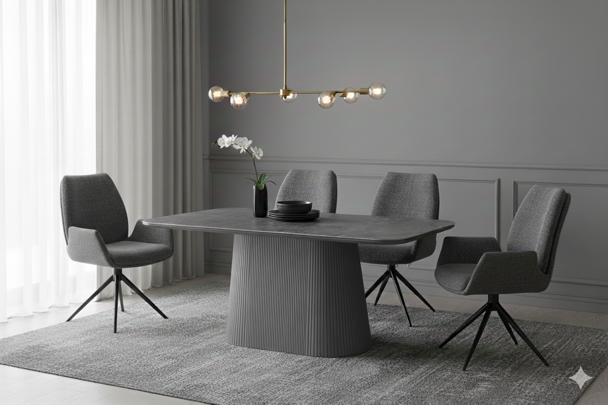 Davos Grey Oval Ceramic Dining Table - ASR Interiors