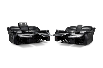 Galaxy Tech Electric Recliner Sofa Black 3+2 Set