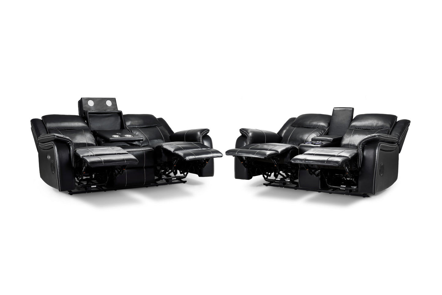 Galaxy Tech Electric Recliner Sofa Black 3+2 Set