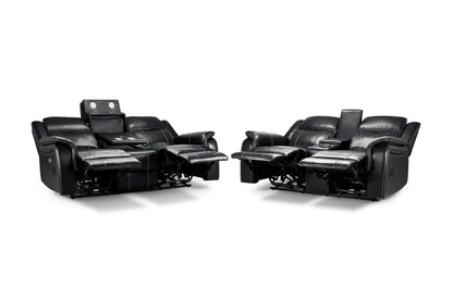 Galaxy Tech Electric Recliner Sofa Black 3+2 Set