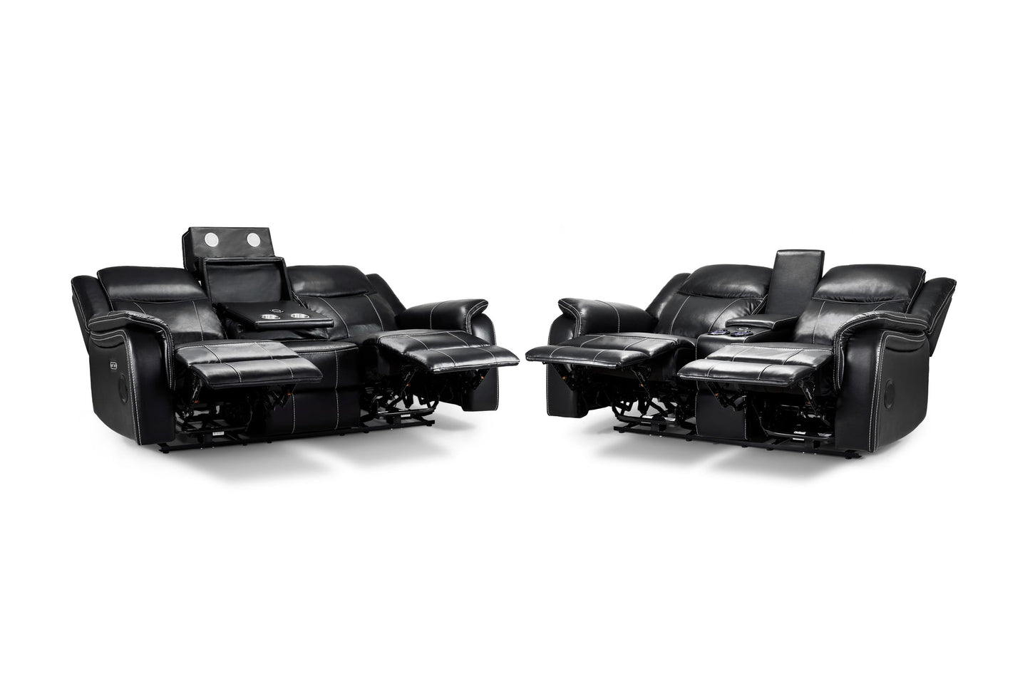 Galaxy Tech Electric Recliner Sofa Black 3+2 Set