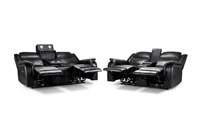 Galaxy Tech Electric Recliner Sofa Black 3+2 Set