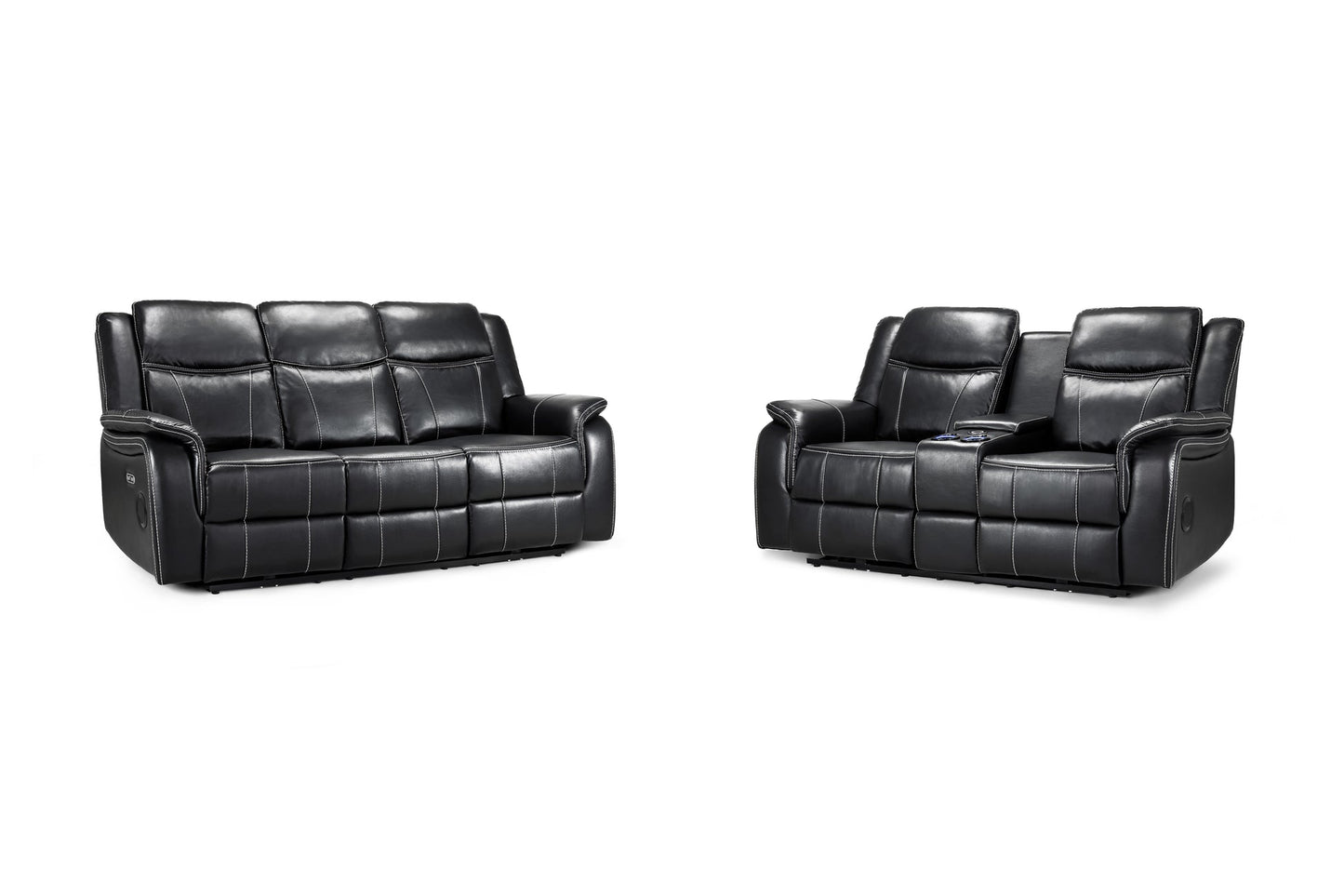 Galaxy Tech Electric Recliner Sofa Black 3+2 Set