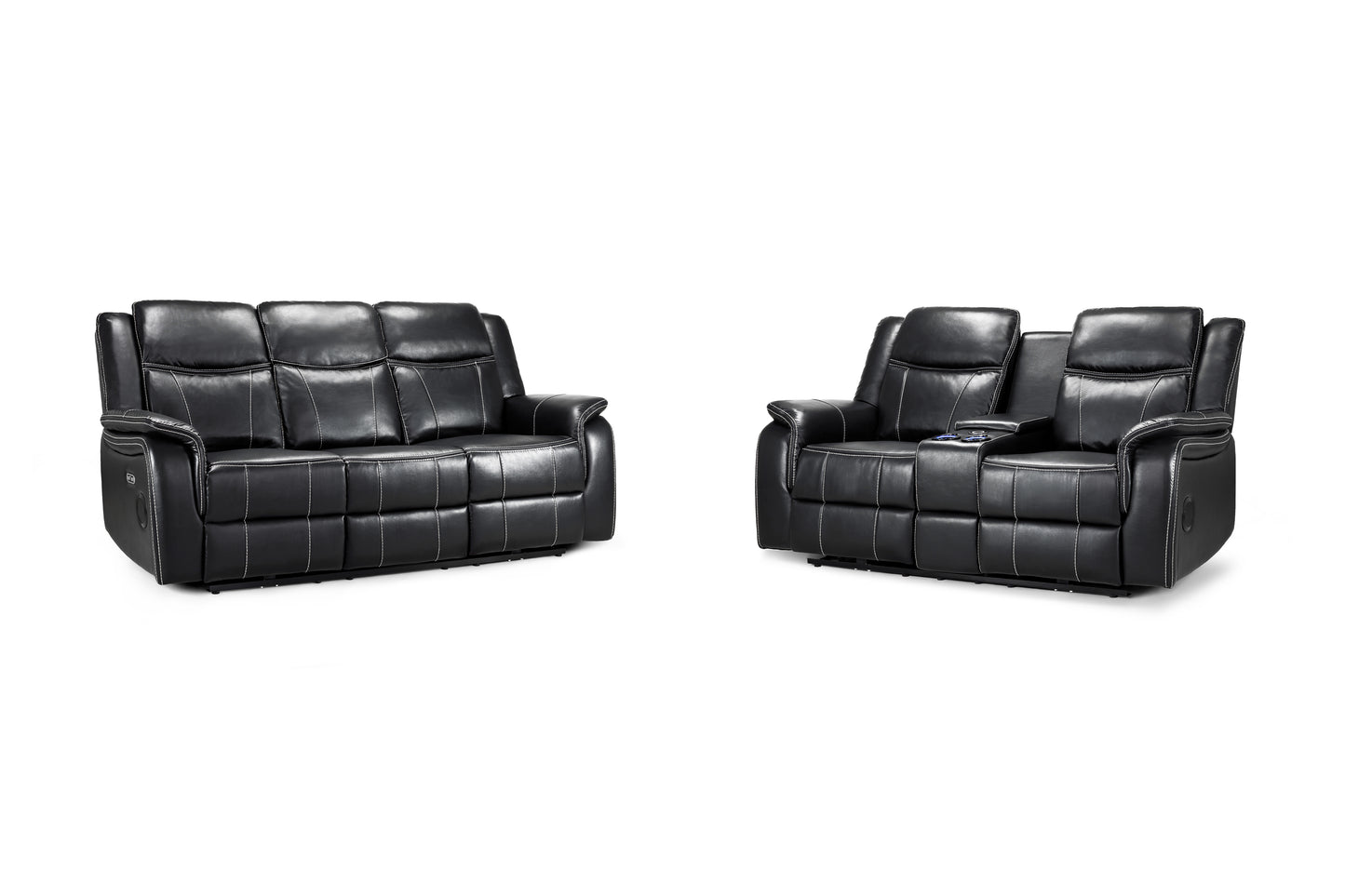 Galaxy Tech Electric Recliner Sofa Black 3+2 Set