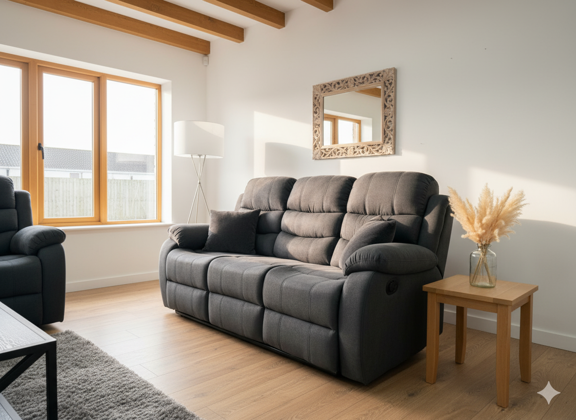 Stanley Manual Recliner Sofa Black 3+2+1