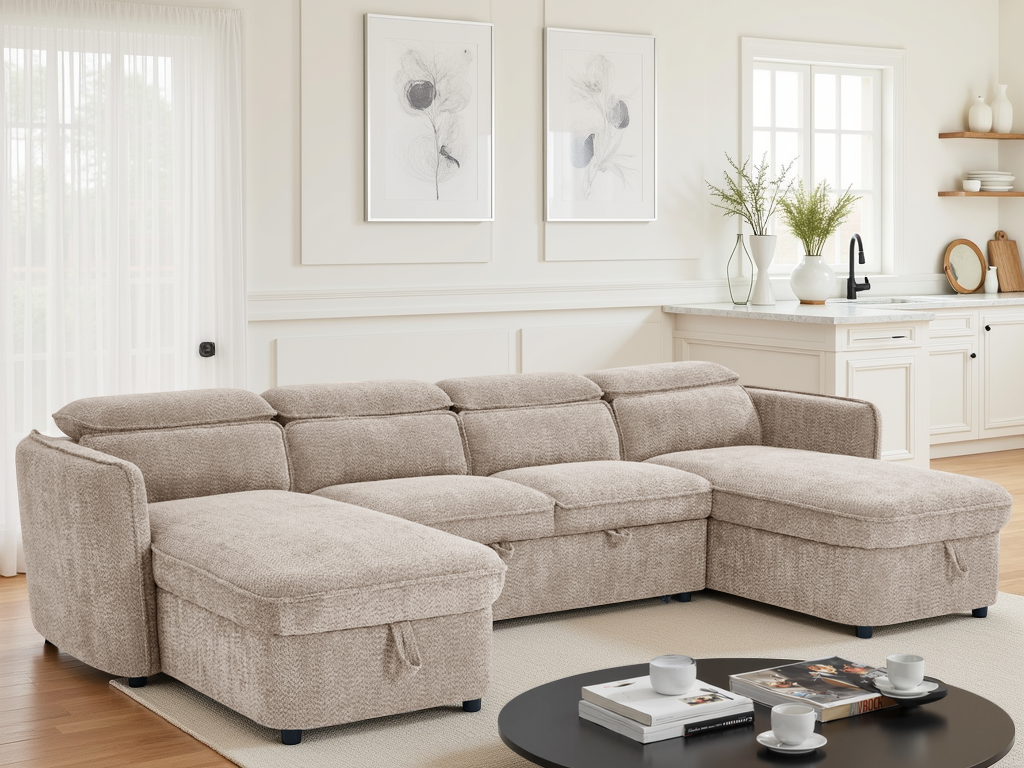 Capri Sofabed Beige U Shape Corner