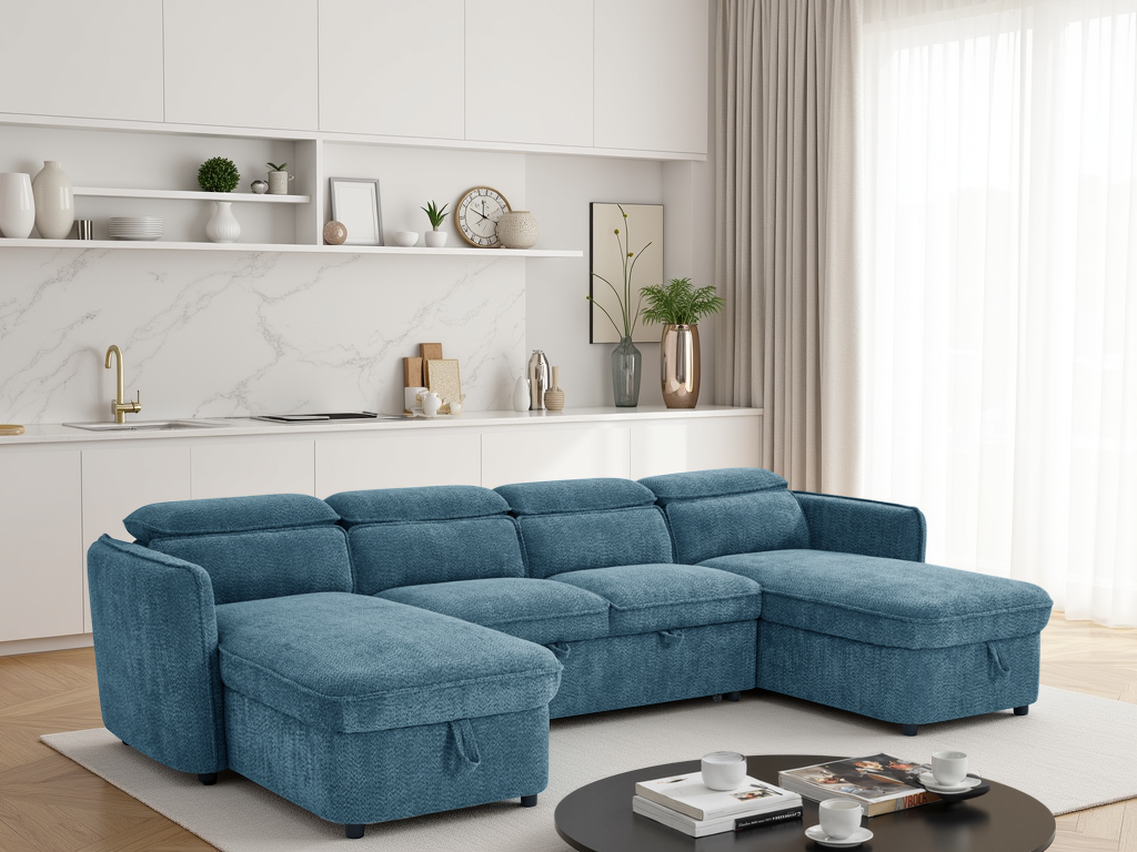 Capri Sofabed Blue U Shape Corner