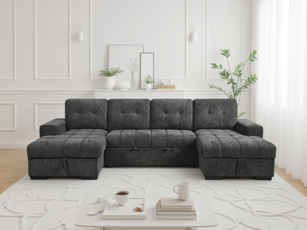 Palermo Sofabed Grey U Shape Corner