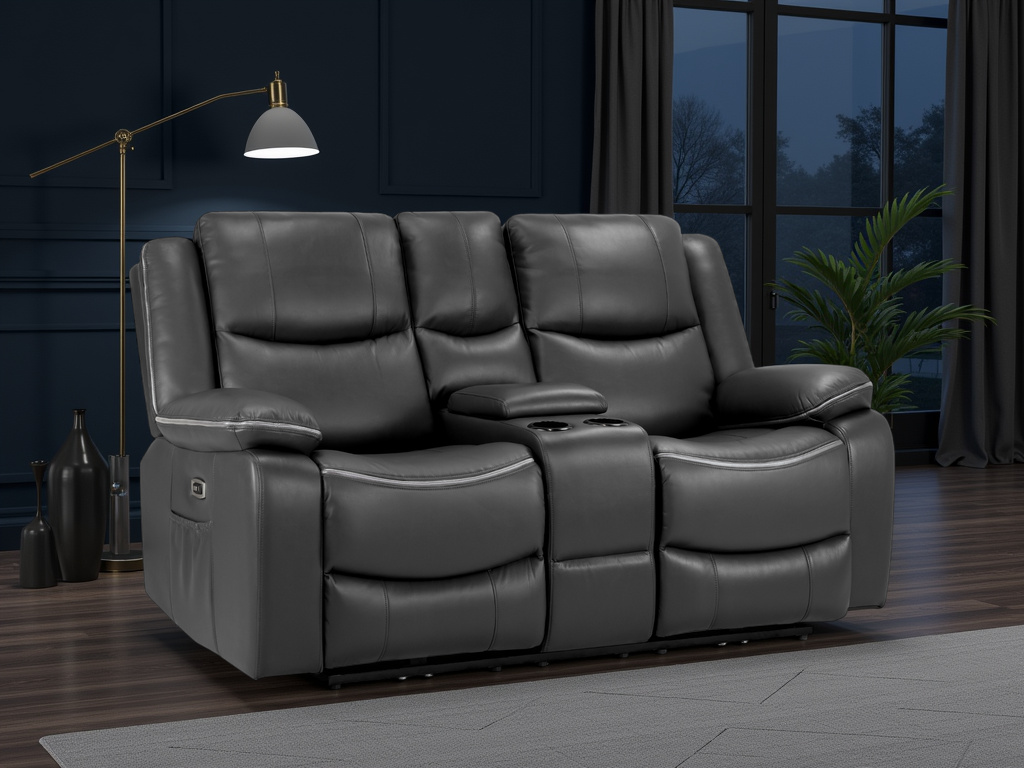 Harald Electric Recliner Sofa Black 2 Seater