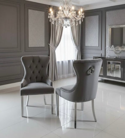 Henley Grey Velvet Knocker Back Chair - ASR Interiors