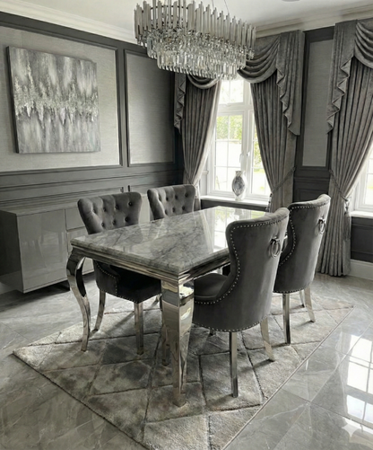 Henley Grey Velvet Knocker Back Chair - ASR Interiors