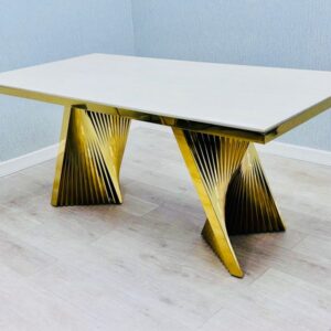 Vegas Cream Gold Dining Chair - ASR Interiors