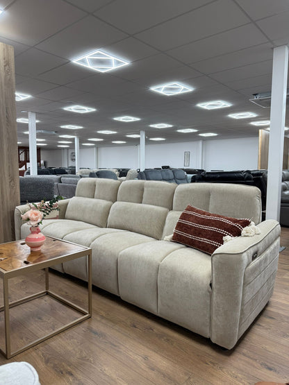Soho Electric Recliner Sofa Beige 3 Seater