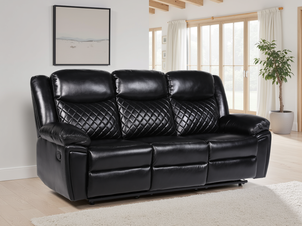 Myra Recliner Sofa Black 3 Seater