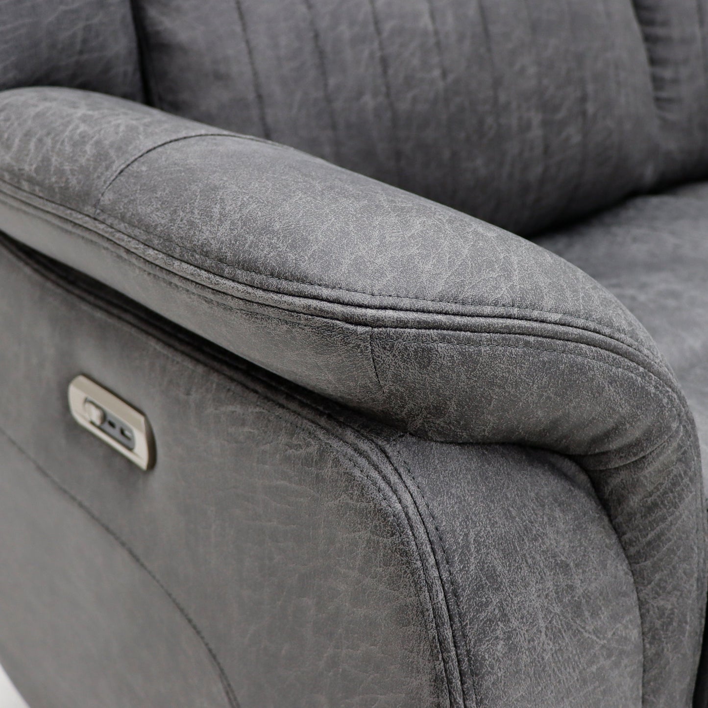 Leon Electric Recliner Sofa Grey 3 Seater