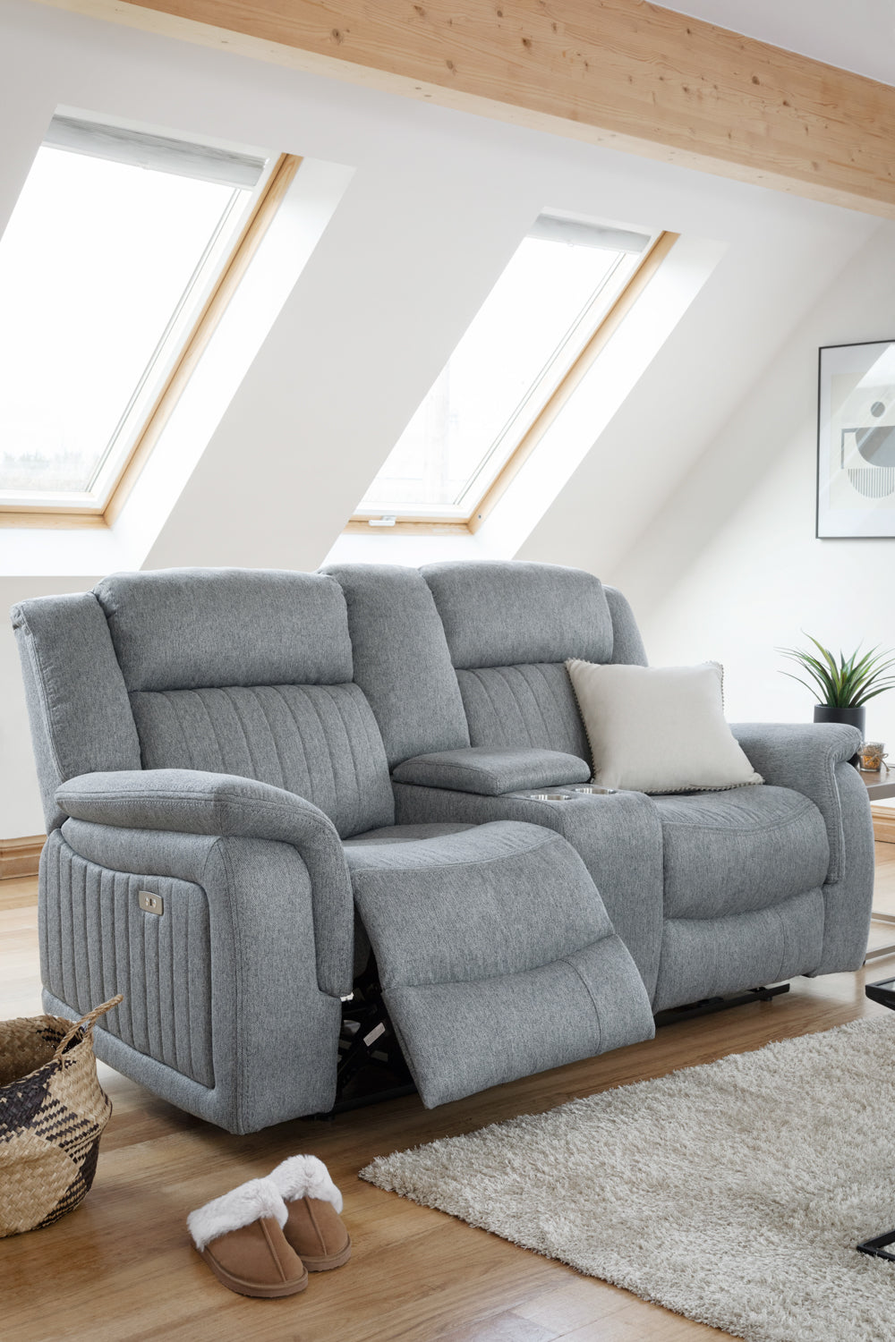 Linden Electric Recliner Sofa Grey 2 Seater