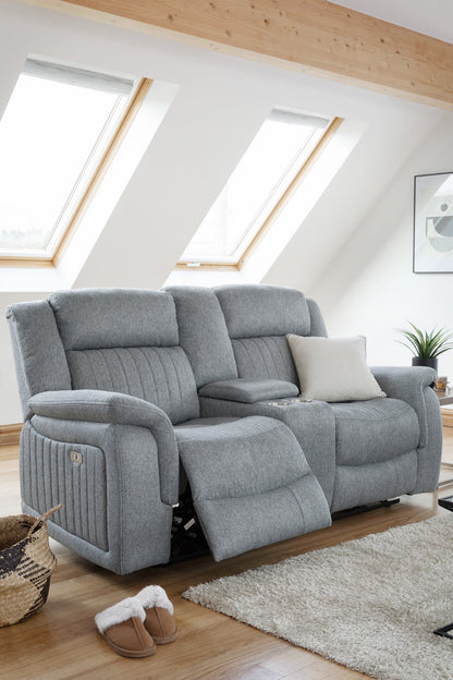 Linden Electric Recliner Sofa Grey 2 Seater