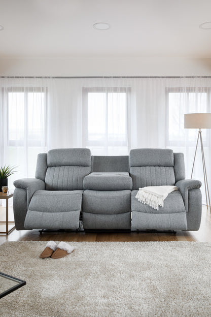 Linden Electric Recliner Sofa Grey 3 Seater