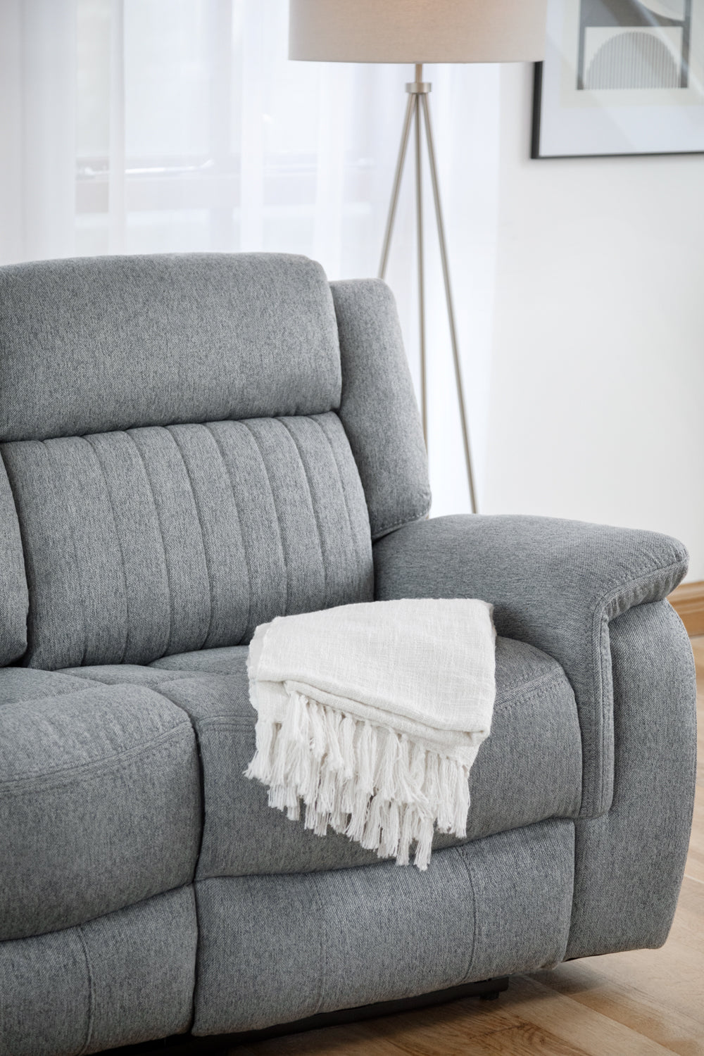 Linden Electric Recliner Sofa Grey 3 Seater