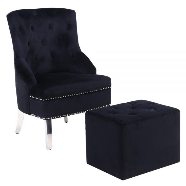 Majestic Black Wing Chair - ASR Interiors