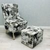 Majestic Silver Crushed Velvet Wing Chair - ASR Interiors