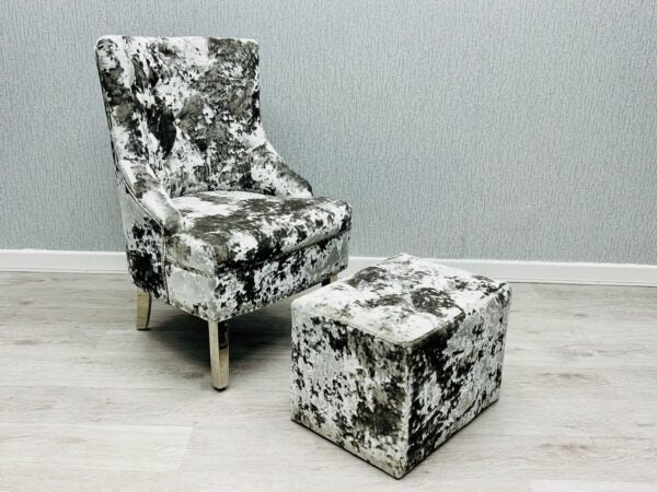 Majestic Silver Crushed Velvet Wing Chair - ASR Interiors