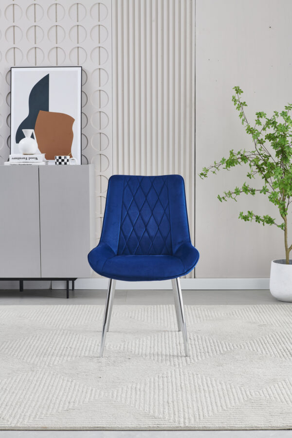 Mortiz Navy Velvet Dining Chair - ASR Interiors