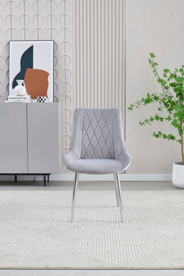 Mortiz Grey Velvet Dining Chair - ASR Interiors