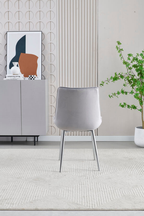 Mortiz Grey Velvet Dining Chair - ASR Interiors