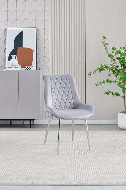 Mortiz Grey Velvet Dining Chair - ASR Interiors