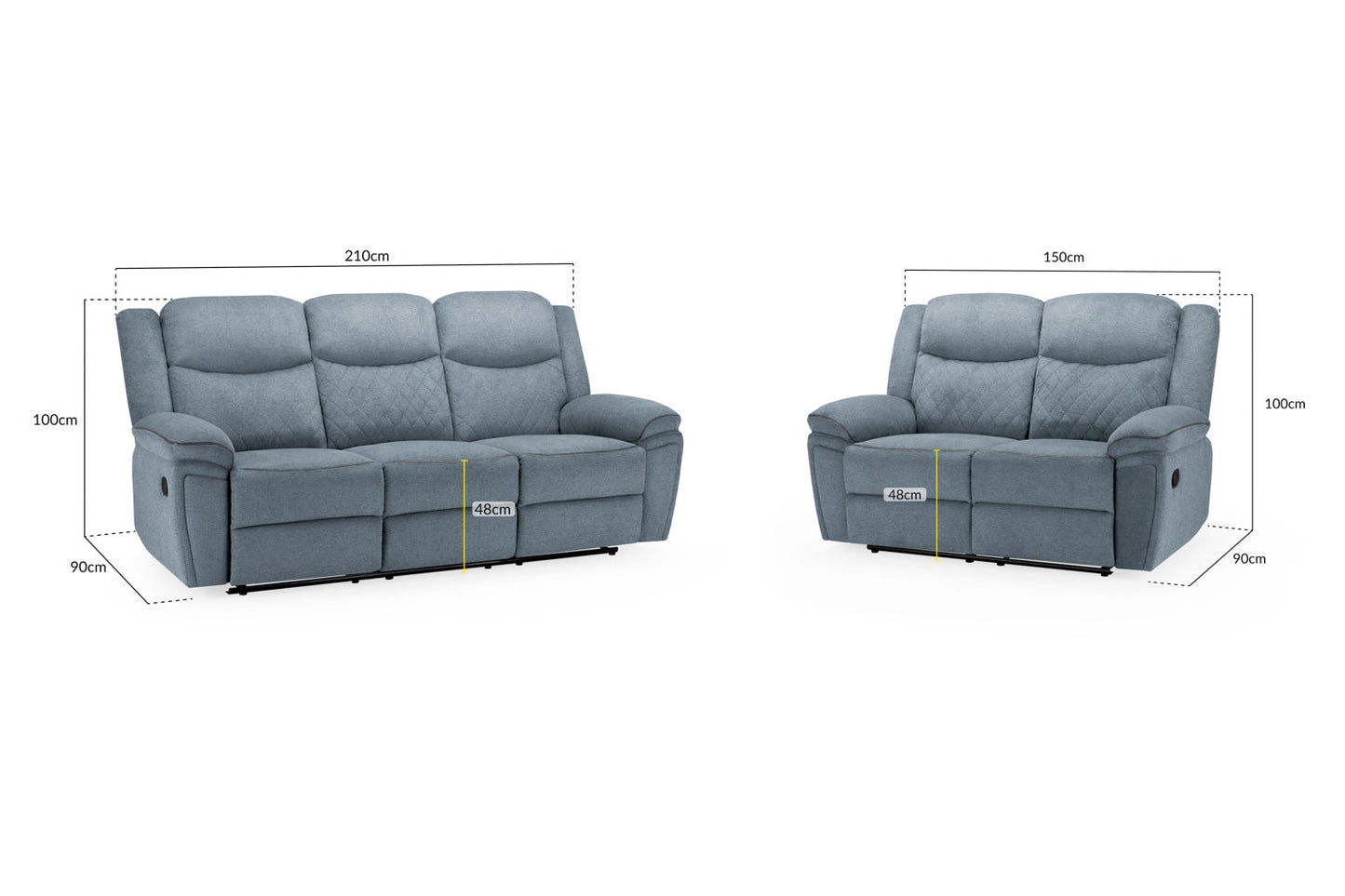 Myra Recliner Sofa Grey Fabric 3+2 Set