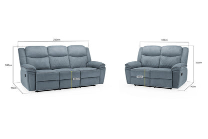 Myra Recliner Sofa Grey Fabric 3+2 Set