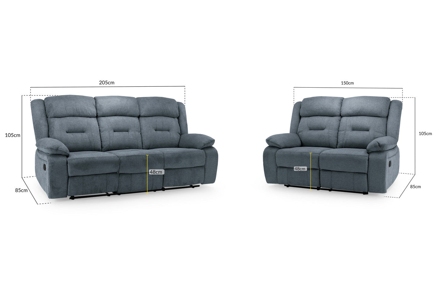 Novie Recliner Sofa Grey Fabric 3+2 Set