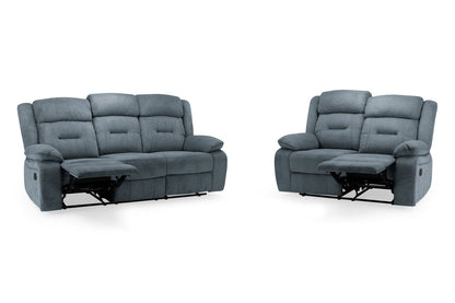 Novie Recliner Sofa Grey Fabric 3+2 Set