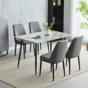 Zermatt Extendable Dining Table(160 - 200) (Grey Ceramic) with 6 Zermatt Chairs - ASR Interiors
