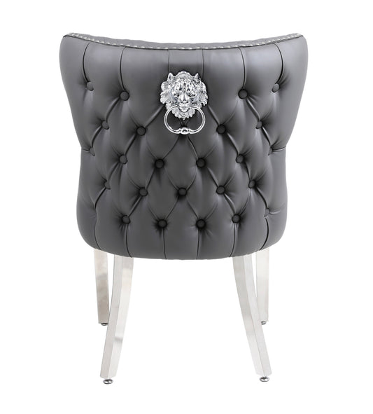 Valentino Hudson Grey PU Dining Chair - ASR Interiors