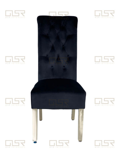 Sofia Black Colour Chrome Leg Lion Knocker Dining Chair - ASR Interiors