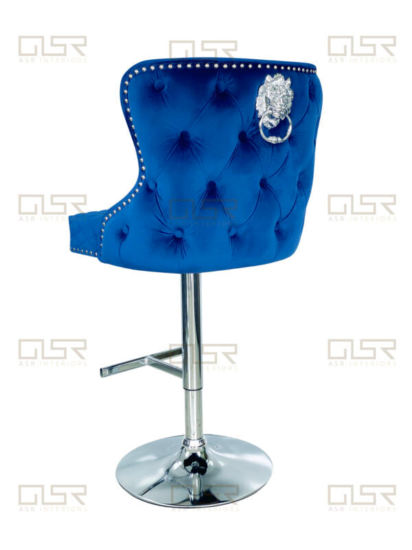 Valentino Navy Velvet Bar Stool - ASR Interiors