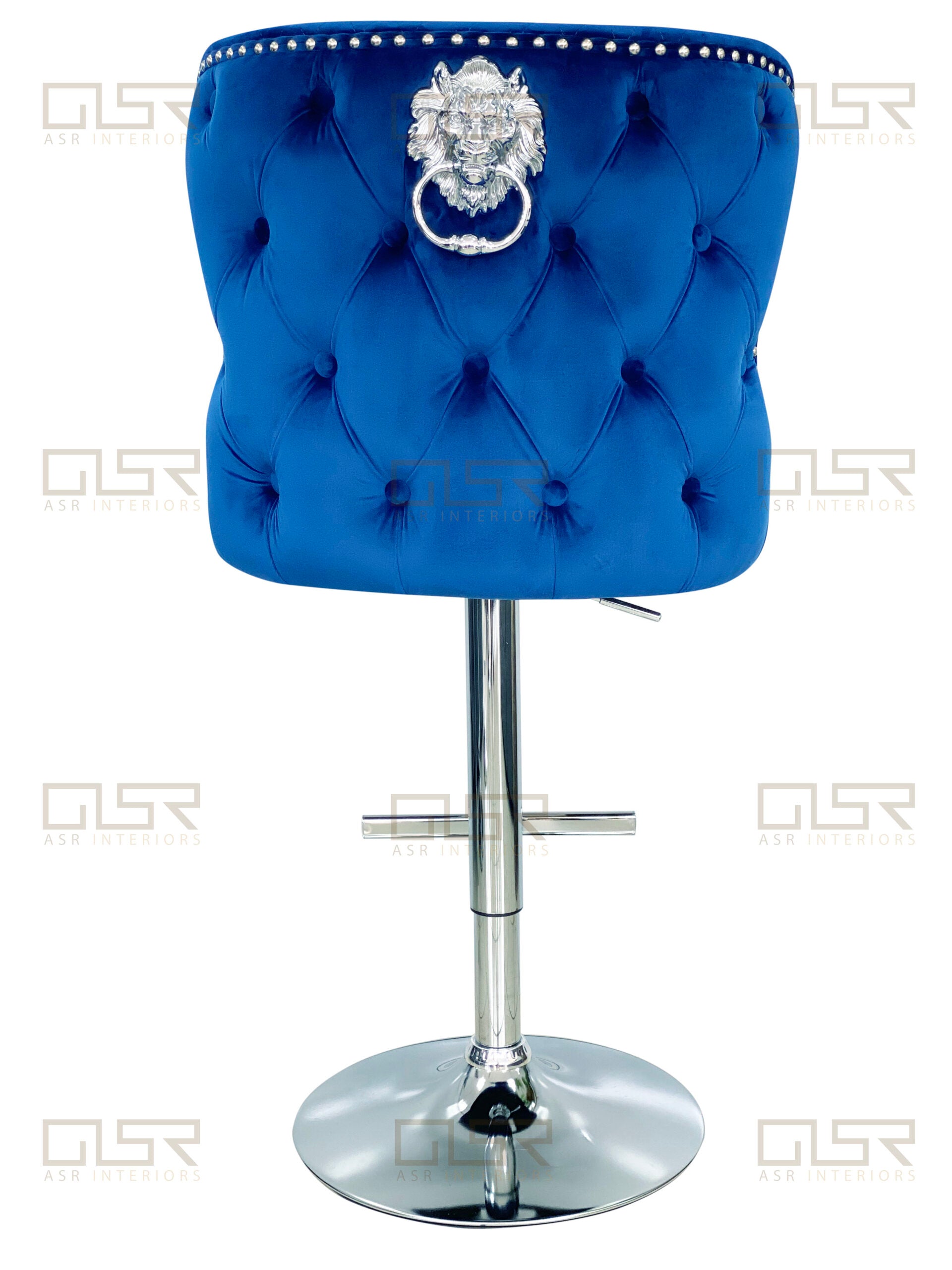 Valentino Navy Velvet Bar Stool - ASR Interiors