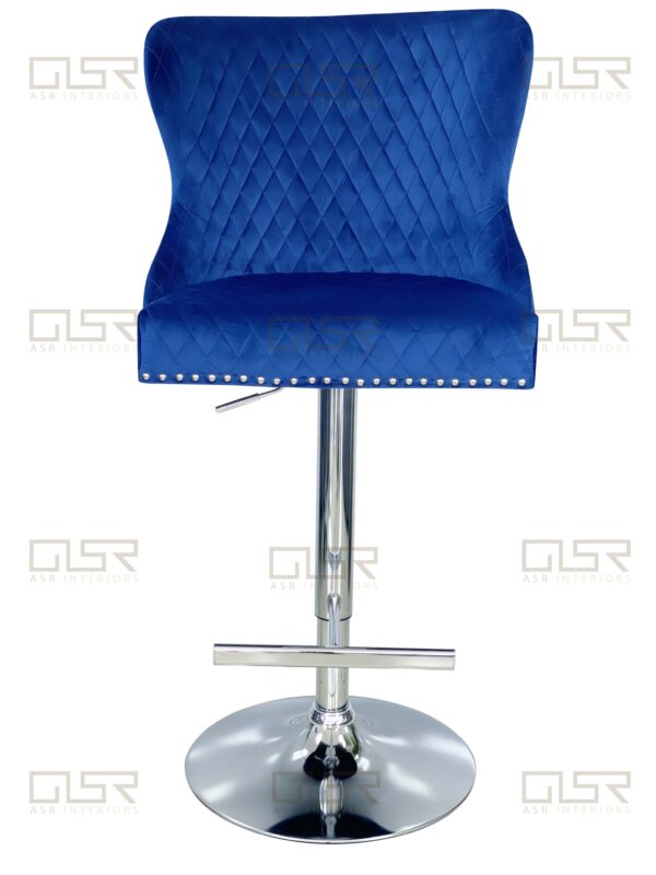 Valentino Navy Velvet Bar Stool - ASR Interiors