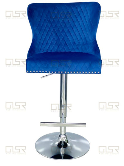 Valentino Navy Velvet Bar Stool - ASR Interiors